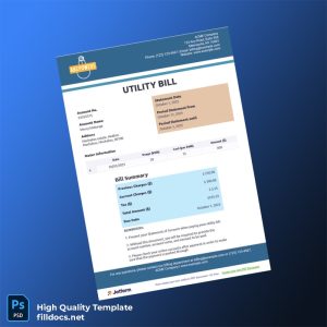 ACME Company Editable Utility Bill Template in Word and PDF formats