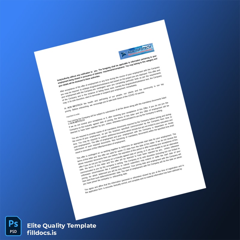 Fillable Acn Infotech Employment Verification Letter Template in Word and PDF formats page 3 Page Preview - FillDocs