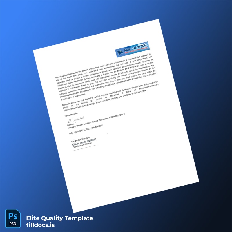 Fillable Acn Infotech Employment Verification Letter Template in Word and PDF formats page 4 Page Preview - FillDocs