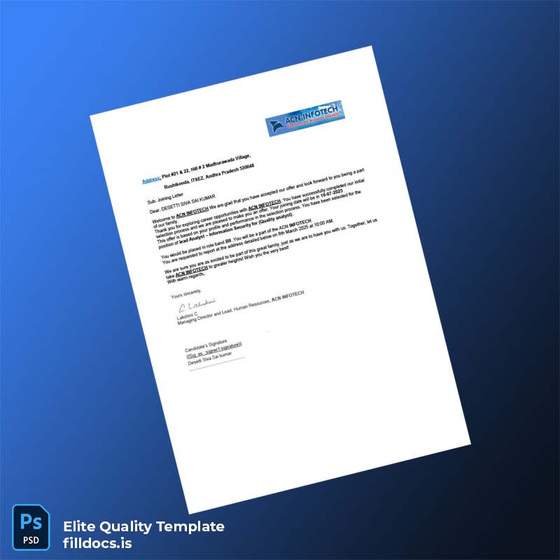 Fillable Acn Infotech Employment Verification Letter Template in Word and PDF formats page 6 Page Preview - FillDocs