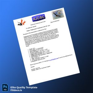 Fillable Afghanistan AJ Construction Employment Verification Letter Template - Word/PDF Template Preview - FillDocs