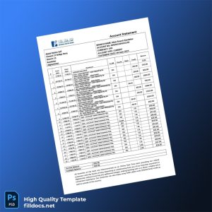 Afghanistan Afghan United Bank Statement Template in Word and PDF formats