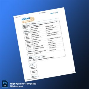 Askari Bank Editable Utility Bill Template in Word and PDF formats