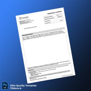Fillable Australia Department of Transport Registration Certificate Template - Word/PDF Template Preview