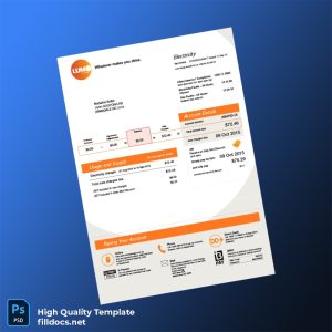Australia Lumo Energy Editable Electricity Bill Template in Word and PDF formats