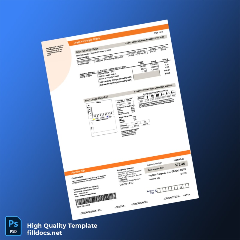Australia Lumo Energy Editable Electricity Bill Template in Word and PDF formats page 2