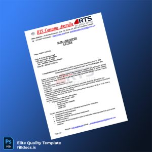 Fillable Australia RTS Company Employment Verification Letter Template - Word/PDF Template Preview - FillDocs