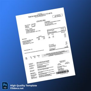 Australia Silver Asset Services Editable Utility Bill Template in Word and PDF formats