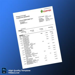 Australia St George Bank Statement Template in Word and PDF formats