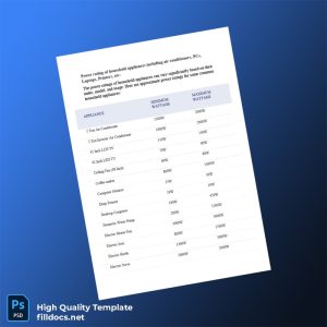 BEEE Editable Electricity Bill Template in Word and PDF formats