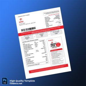 Bangladesh Airtel Editable Phone Bill Template in Word and PDF formats