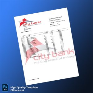Bangladesh City Bank Statement Template in Word and PDF formats