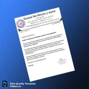 Fillable Bangladesh Company Name Employment Verification Letter Template - Word/PDF Template Preview - FillDocs
