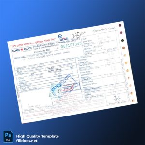 Bangladesh Dhaka Electric Supply Company Editable Electricity Bill Template in Word and PDF formats