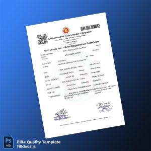 Fillable Bangladesh Government Birth Registration Certificate Template - Word/PDF Template Preview
