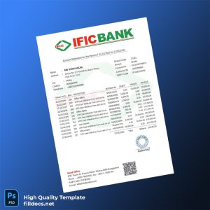 Bangladesh IFIC Bank Statement Template in Word and PDF formats