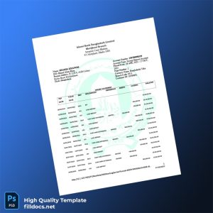 Bangladesh Islami Bank Bangladesh Limited Bank Statement Template in Word and PDF formats