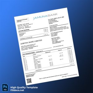 Bangladesh Jamuna Bank Statement Template in Word and PDF formats