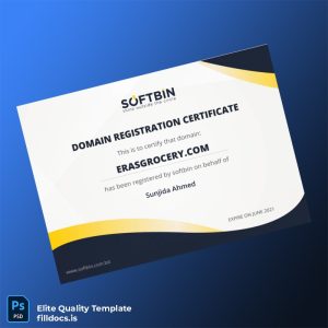 Fillable Bangladesh Softbin Domain Registration Certificate Template - Word/PDF Template Preview - FillDocs