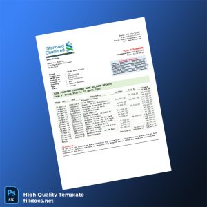 Bangladesh Standard Chartered Editable Bank Statement Template in Word and PDF formats