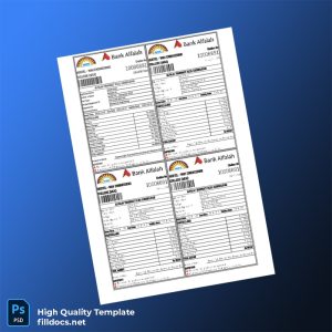 Bank Alfalah Editable Hostel Fee Challan Template in Word and PDF formats