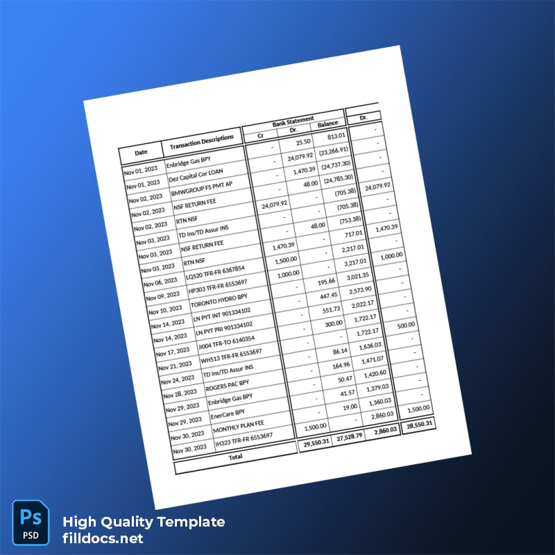 Bank Reconciliation Template in Word and PDF formats page 3