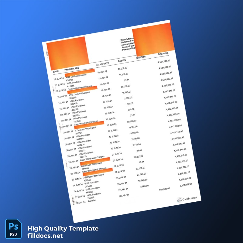 Bank Statement Sample - D Template in Word and PDF formats page 3