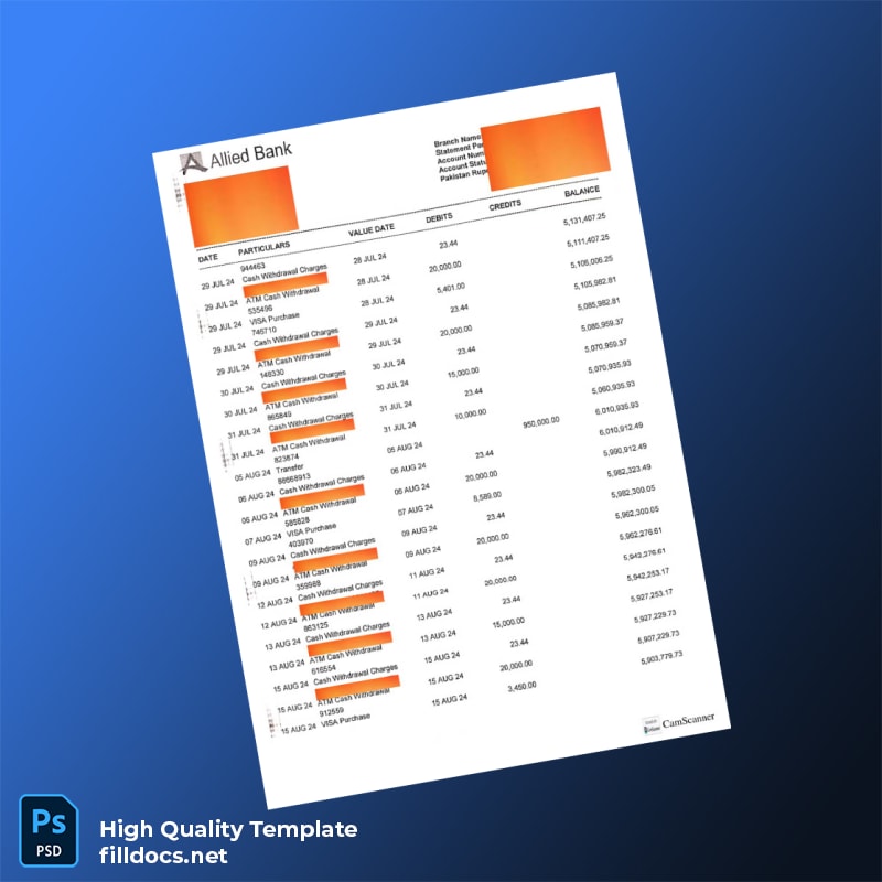 Bank Statement Sample - D Template in Word and PDF formats page 5