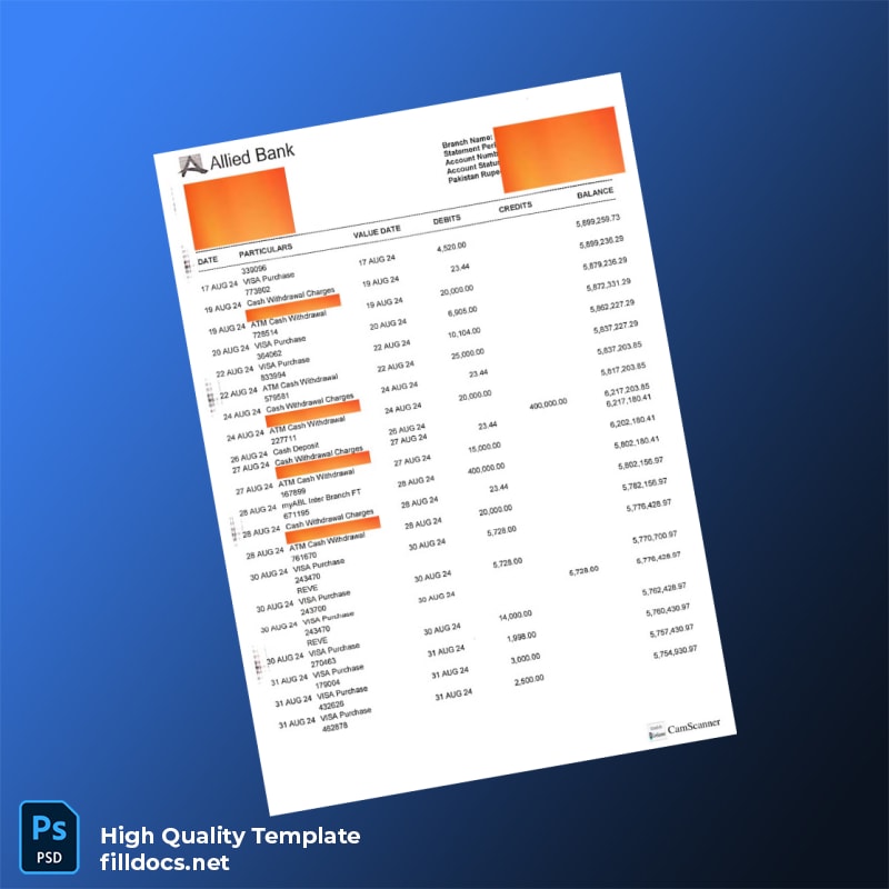 Bank Statement Sample - D Template in Word and PDF formats page 6