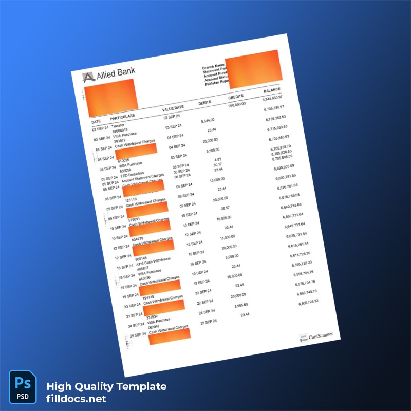 Bank Statement Sample - D Template in Word and PDF formats page 7