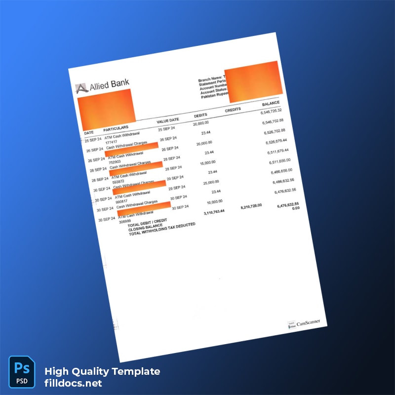 Bank Statement Sample - D Template in Word and PDF formats page 8