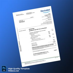 Belgium Electrabel Customer Solutions Nv Editable Utility Bill Template in Word and PDF formats