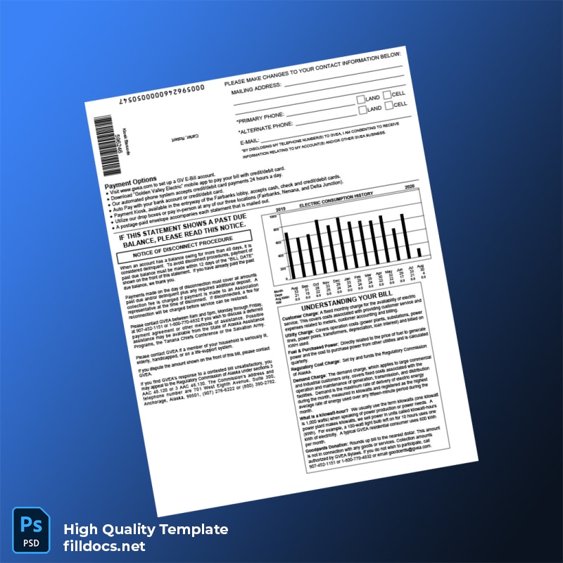 Belgium Golden Valley Electric Association Editable Electricity Bill Template in Word and PDF formats page 2
