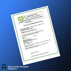 Fillable Bolivia Departmental Chamber of Industry and Commerce Registration Certificate Template - Word/PDF Template Preview - FillDocs