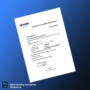 Fillable Brazil Ministry of Health Sanitary Registration Certificate Template - Word/PDF Template Preview - FillDocs