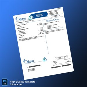 Canada City Of Ottawa Editable Water Bill Template in Word and PDF formats