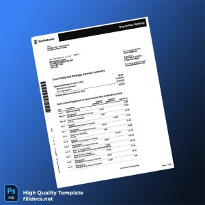 Canada Scotia Bank Statement Template in Word and PDF formats