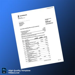 Canada Scotiabank Bank Statement Template in Word and PDF formats