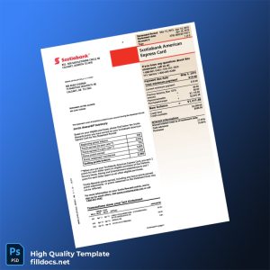 Canada Scotiabank Credit Card Statement Template in Word and PDF formats