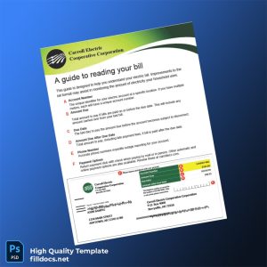 Carroll Electric Cooperative Corporation Editable Electricity Bill Template in Word and PDF formats