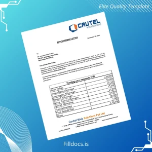 Fillable Cautel Web Solutions Pvt Ltd Employment Verification Letter Template - Word/PDF Template Preview - FillDocs