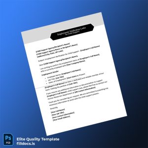 Fillable Child Support Agency Employment Verification Letter Template - Word/PDF Template Preview - FillDocs