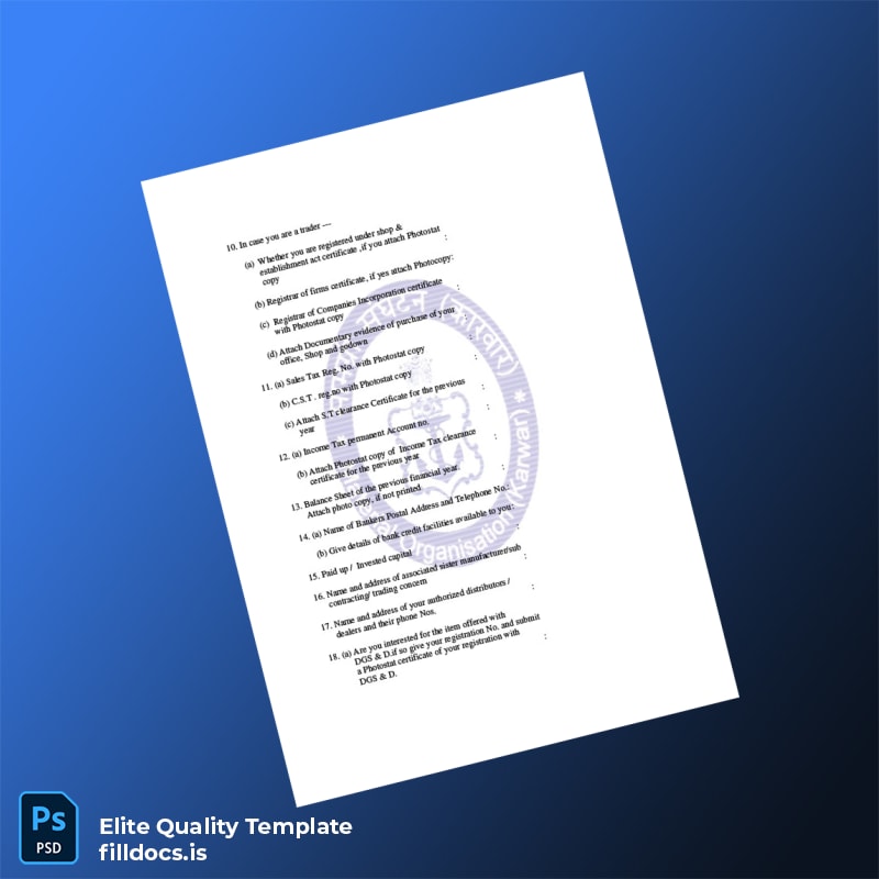 Fillable Controller of Procurement Vendor Registration Form Template in Word and PDF formats page 2 Page Preview - FillDocs