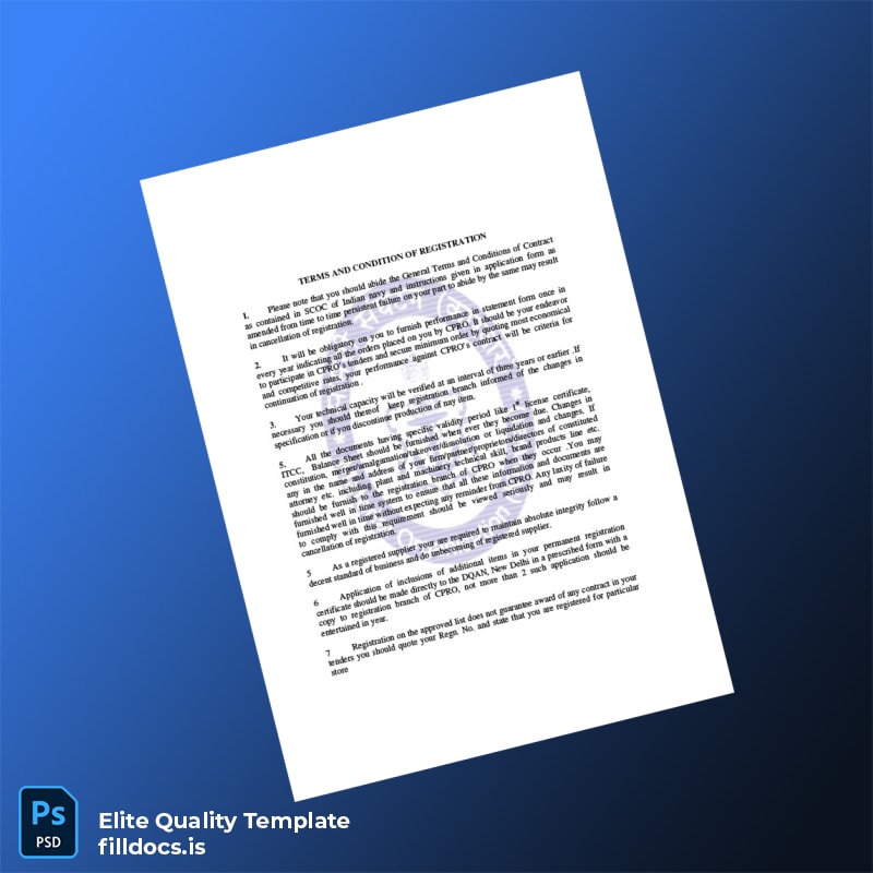 Fillable Controller of Procurement Vendor Registration Form Template in Word and PDF formats page 6 Page Preview - FillDocs