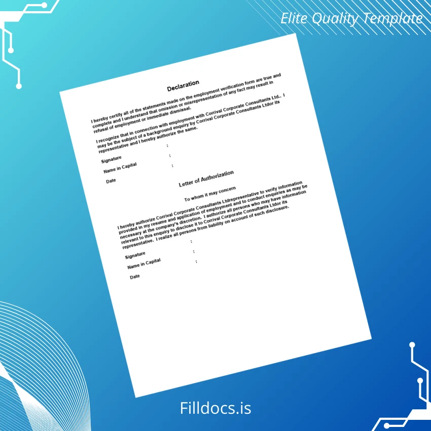 Fillable Corrival Corporate Consultants Ltd Employment Verification Letter Template in Word and PDF formats page 3 Page Preview - FillDocs
