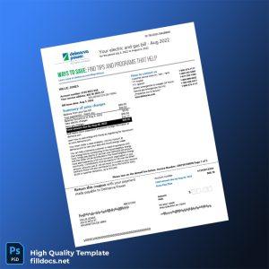 Delaware Power Company Editable Utility Bill Template in Word and PDF formats
