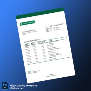 Denmark Jyske Bank Account Statement Template in Word and PDF formats