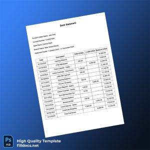 Dummy Bank Statement Template in Word and PDF formats