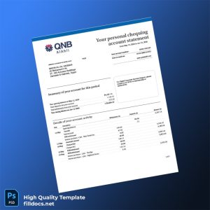 Egypt QNB Al Ahli Account Statement Template in Word and PDF formats