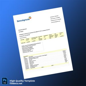 El Salvador Banco Agrícola Credit Card Statement Template in Word and PDF formats